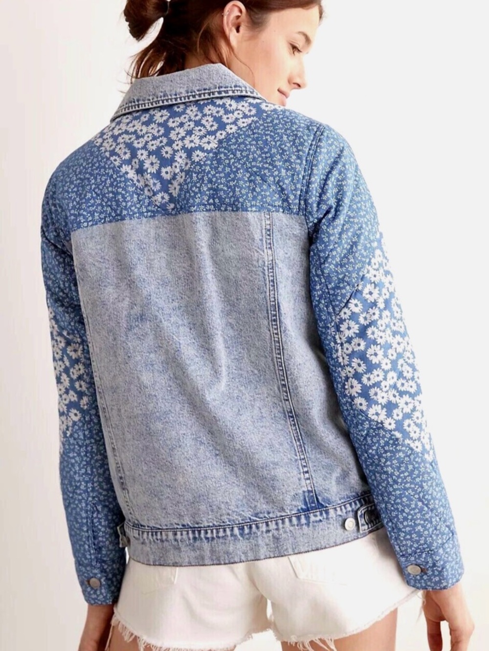 Avec Les Filles Denim Trucker Jacket Cottagecore quilted Patchwork Small - Picture 4 of 12